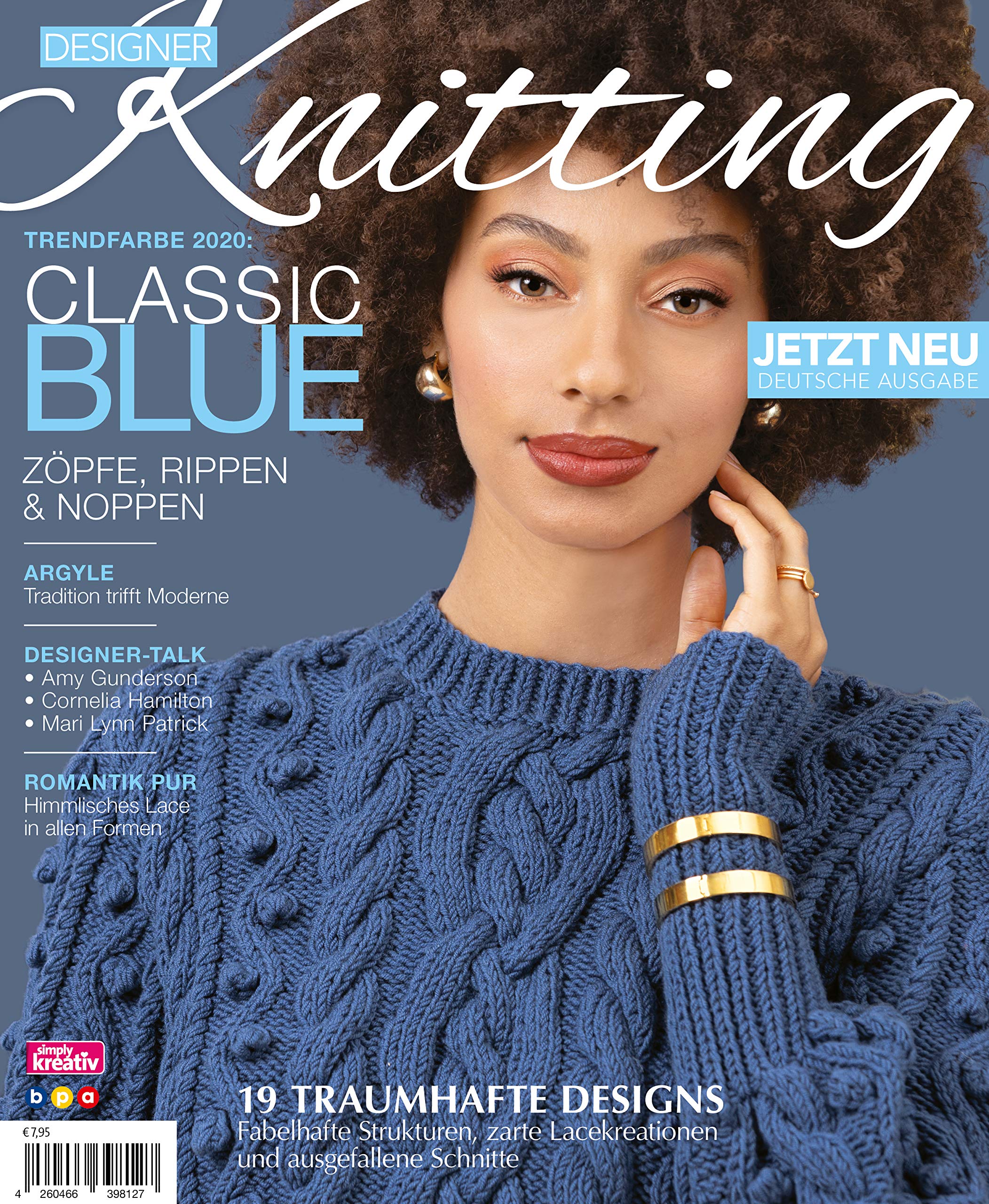 Designer Knitting: Trendfarbe 2020: CLASSIC BLUE: Zöpfe, Rippen & Noppen Hobbies & Crafts
