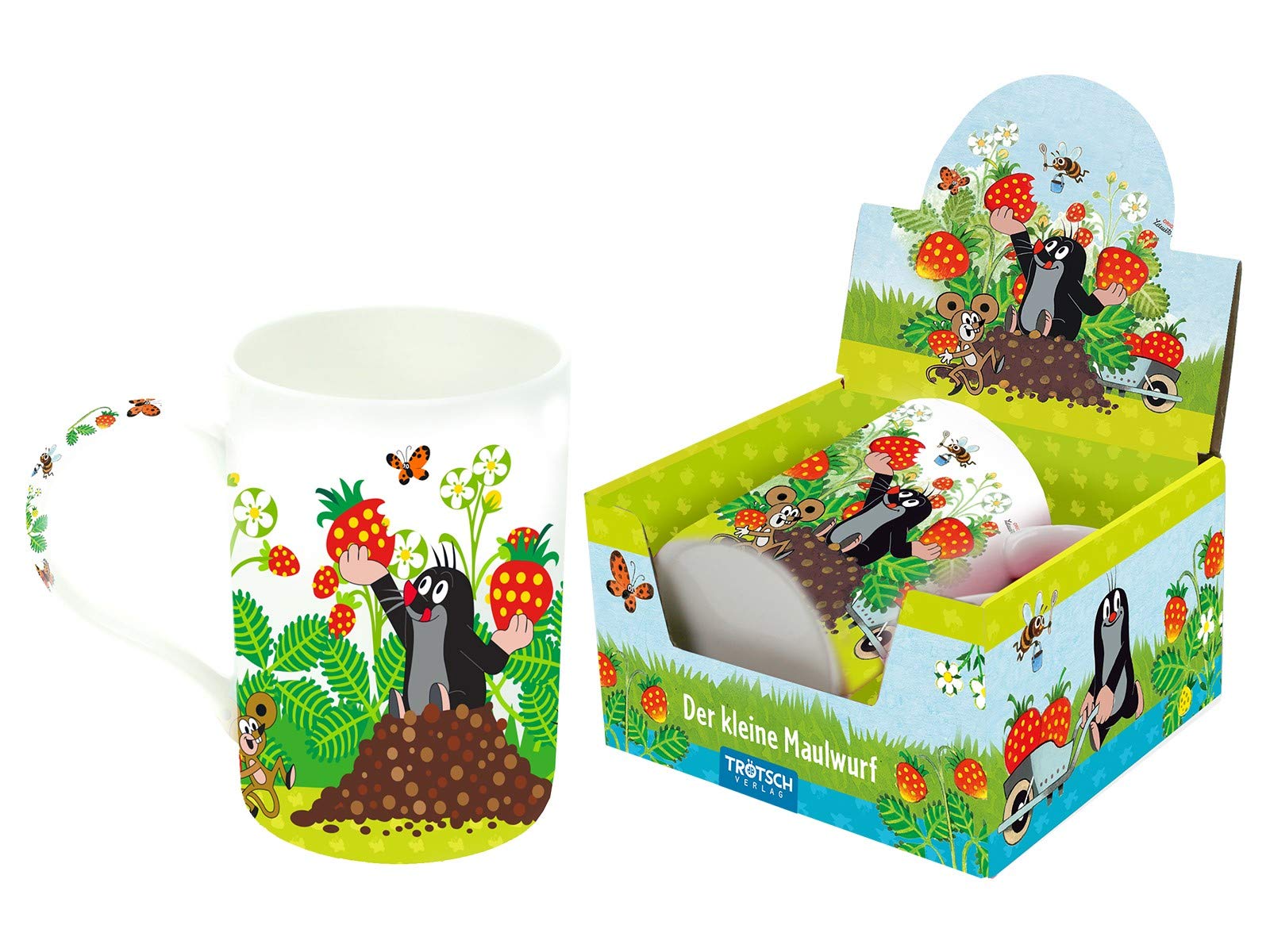 Lieblingstasse "Der kleine Maulwurf" - Erdbeere: Aus Porzellan, Tasse: Aus Porzellan mit Geschenkverpackung Leisure, Home & Garden