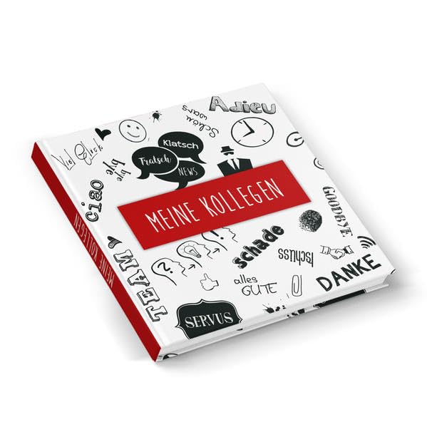 Kollegenbuch "Doodles" weiß schwarz rot (Hardcover 21x21 cm, Blankoseiten): Abschiedsgeschenk Abschiedsbuch Erinnerung an Kollegen Essays & Short Stories