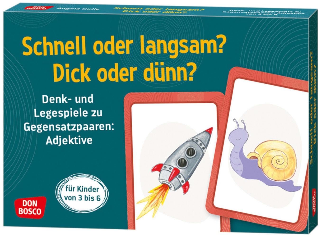 Schnell oder langsam? Dick oder dünn?: Bildkarten zur Sprachförderung in der Kita – spielerische Wortschatzerweiterung für Kinder von 3 bis 6 Jahren (Denk- und Legespiele für Kinder) Non-fiction