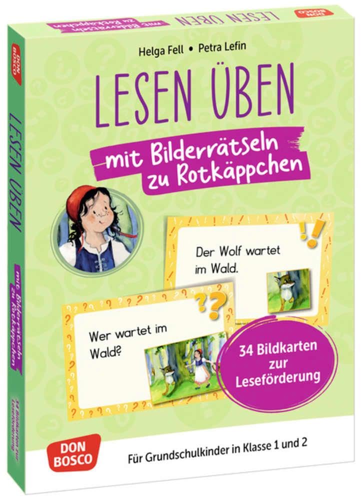 Lesen üben mit Bilderrätseln zu Rotkäppchen. 34 Bildkarten zur Leseförderung: Quizkarten für die Grundschule: differenzierte Leseförderung, Bildbetrachtung, Sprachbildung. Lese-Quiz für Klasse 1 bis 2 book