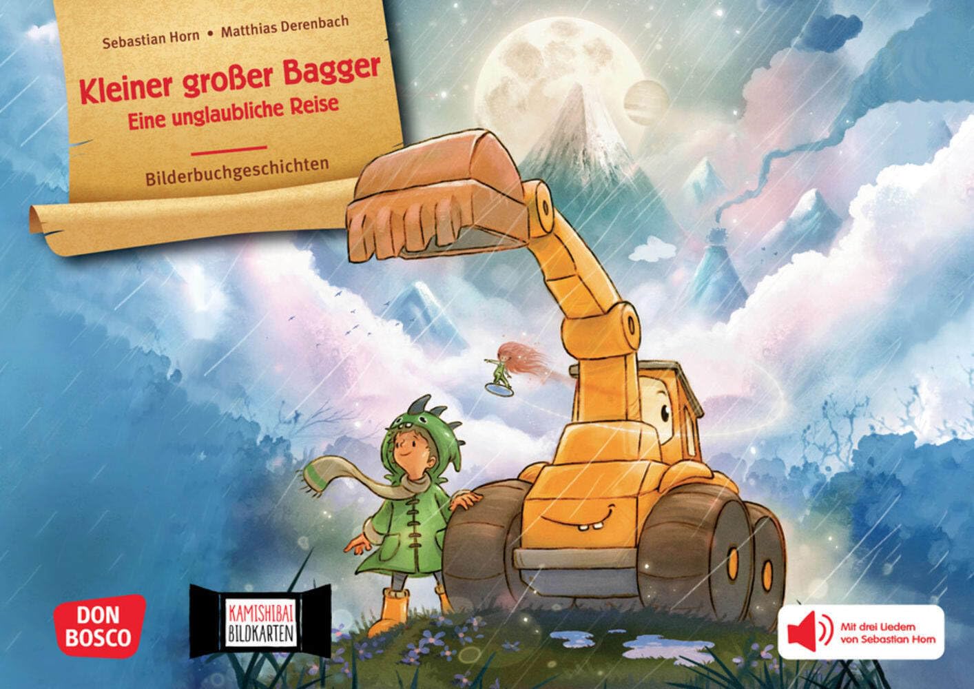 Kleiner großer Bagger. Eine unglaubliche Reise. Kamishibai Bildkartenset: Mit drei Liedern von Sebastian Horn. Abenteuer-Reisen eines kleinen Jungen mit seinem Bagger, voller Fantasie für Kinder ab 4 book