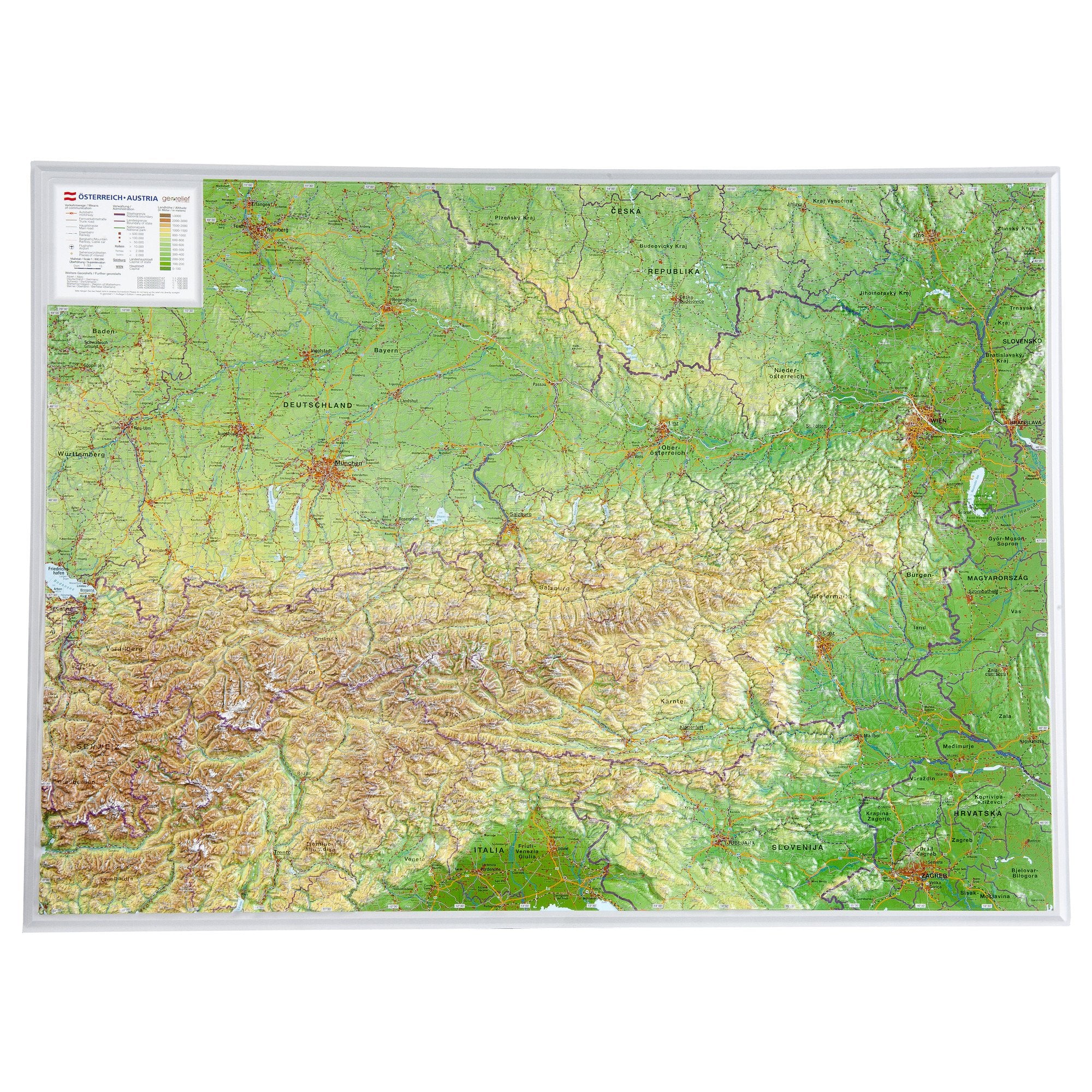 Österreich 1:800.000: Reliefkarte Österreich (Tiefgezogenes Kunststoffrelief) Maps & Plans