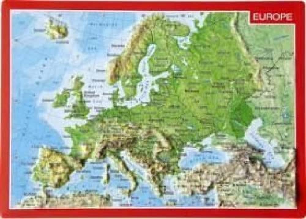 Reliefpostkarte Europa: Tiefgezogene Reliefpostkarte Posters