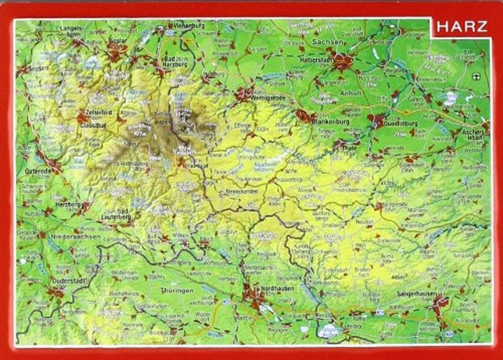 Reliefpostkarte Harz: Tiefgezogene Reliefpostkarte Posters