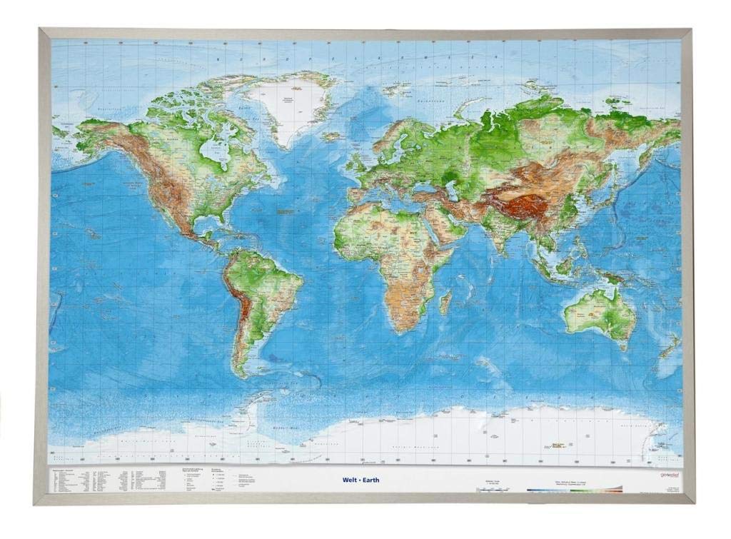 Welt Gross 1 : 53.500.000 mit Aluminiumrahmen Leisure, Home & Garden