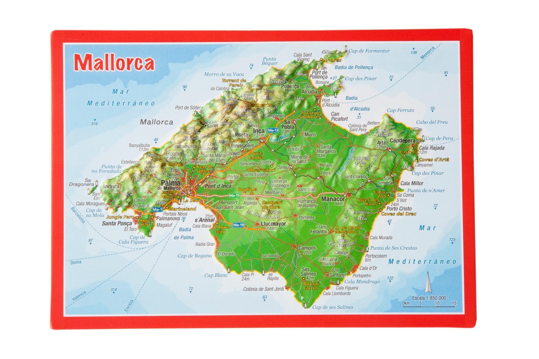 Reliefpostkarte Mallorca: Tiefgezogene Reliefpostkarte Posters