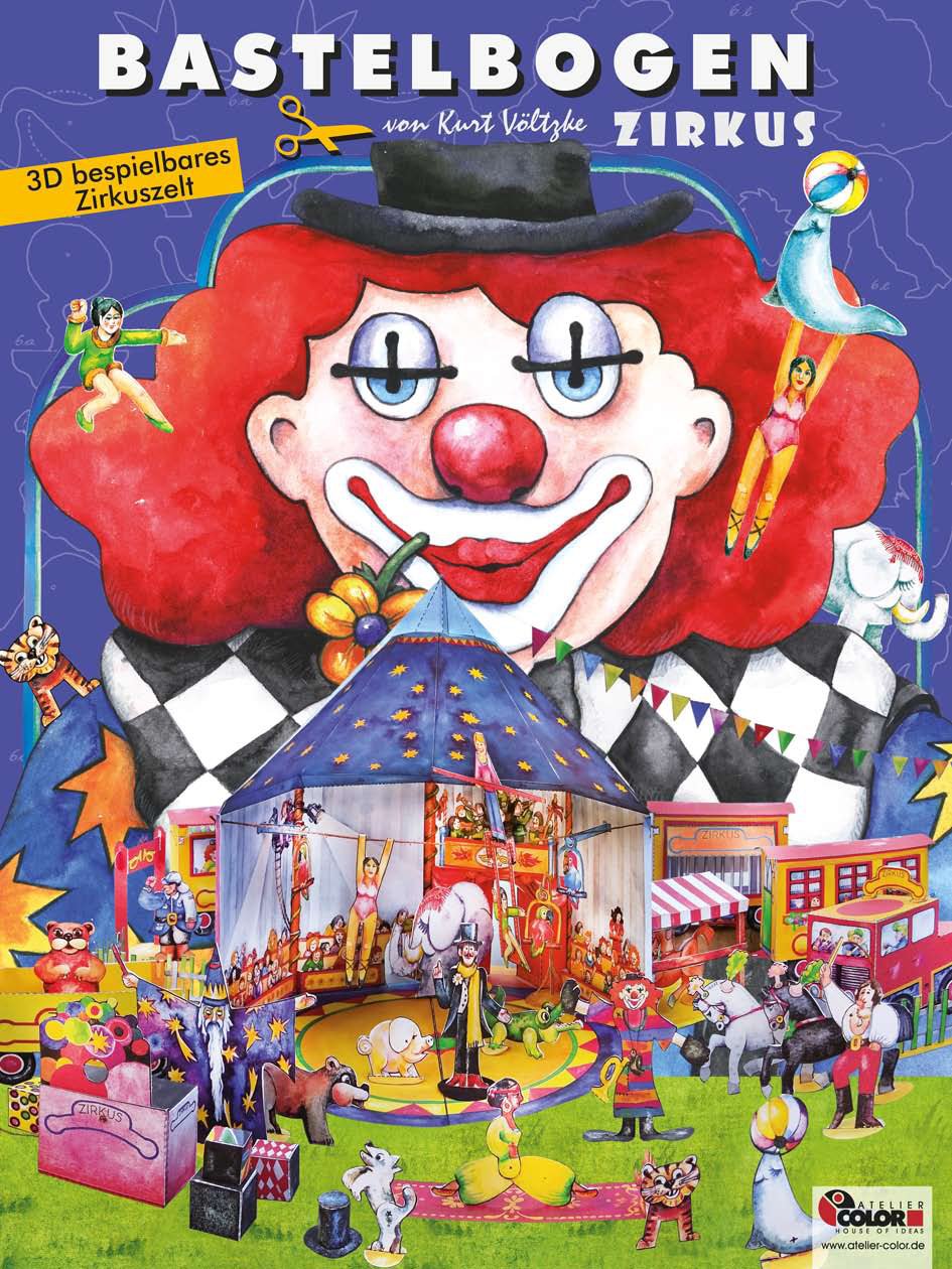 ATELIER COLOR Zirkus Bastelbogen mit Zirkuszelt, Zauberer, Artisten, Zirkuswagen zum Ausschneiden, Basteln Spielzeug aus Papier für Kinder ab 7+: 3d ... Tieren, Zauberer, Artisten zum Ausschneiden Film, Art & Culture