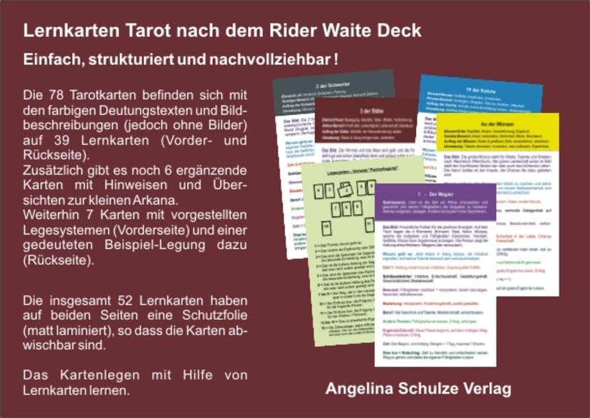 Lernkarten Tarot nach dem Rider Waite Deck: Einfach, strukturiert und nachvollziehbar! Alle Deutungen zu den 78 Tarotkarten + Legesysteme + Hinweiskarten Travel