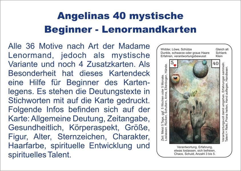 Angelinas 40 mystische Beginner - Lenormandkarten: Incl. Deutungstexten auf den Karten book