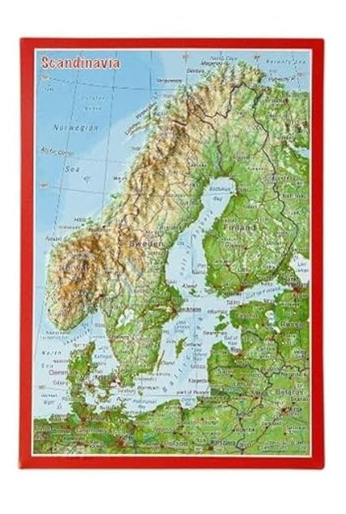 Reliefpostkarte Skandinavien Leisure, Home & Garden