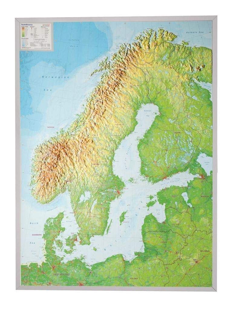 Relief Skandinavien 1:2.900.000 mit Aluminiumrahmen book
