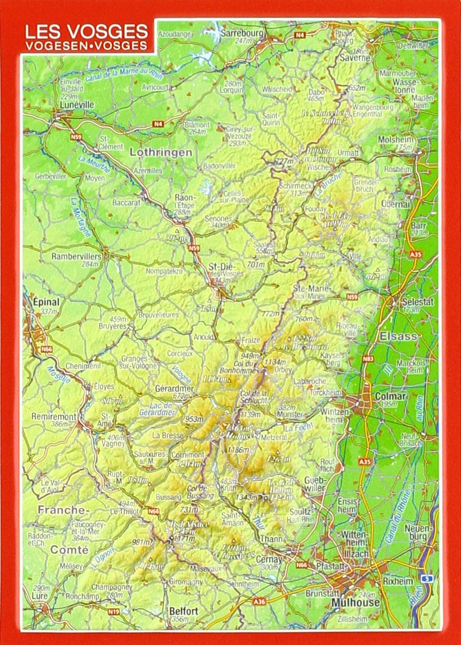 Reliefpostkarte Vogesen: Tiefgezogene Reliefpostkarte Maps & Plans