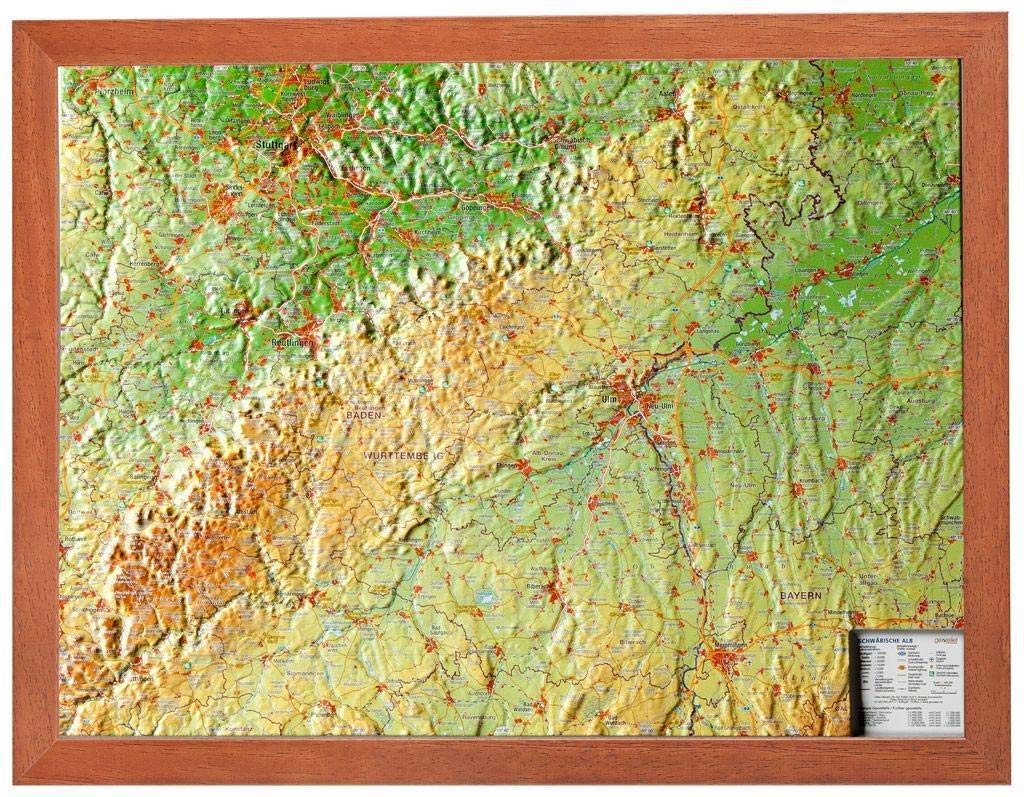 Relief Schwäbische Alb mit Rahmen (1:430.000): Tiefgezogenes Kunststoffrelief Leisure, Home & Garden