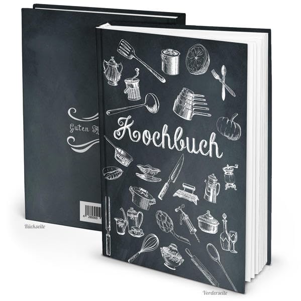 Rezeptbuch vintage Küchenutensilien schwarz weiß (Hardcover A5, Blankoseiten): Für die Lieblingsrezepte leidenschaftlicher Hobbyköche Leisure, Home & Garden