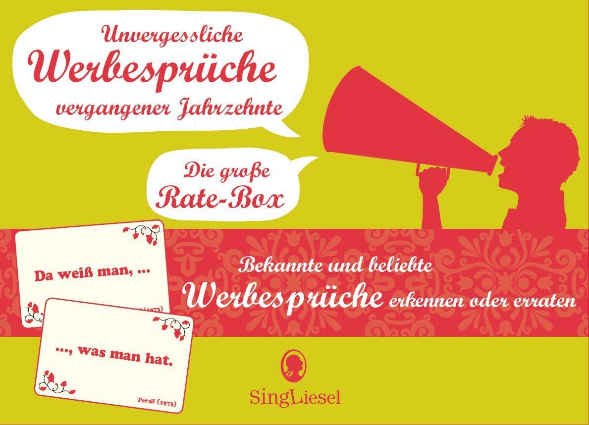 Unvergessliche Werbesprüche vergangener Jahrzehnte: Die große Rate-Box mit 100 Karten. Spiel und Gedächtnistraining für Senioren. Geeignet bei ... Karten (SingLiesel-Quizspiele für Senioren) Card Games