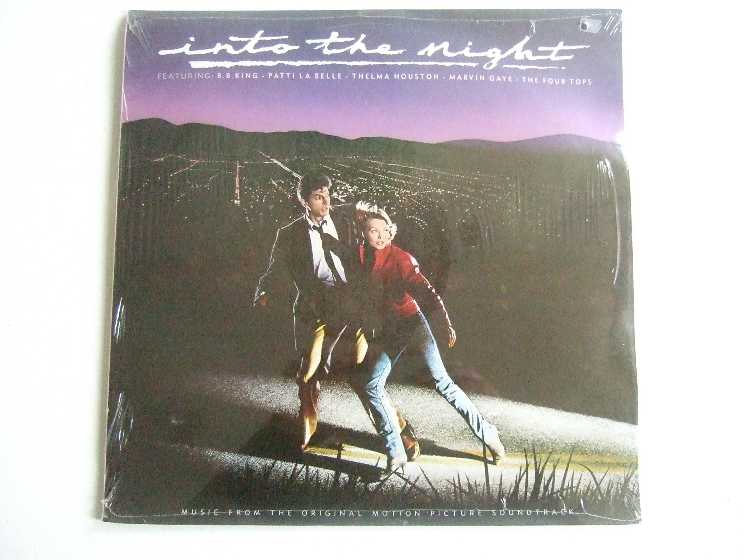 INTO THE NIGHT. MUSIC FROM THE ORIGINAL MOTION PICTURE SOUNDTRACK: B.B. King, Ira Newborn, Patti La Belle, Marvin Gaye, Thelma Houston, The Four Tops, LP, MCA Records MCL 1828 (UK 1985) Music