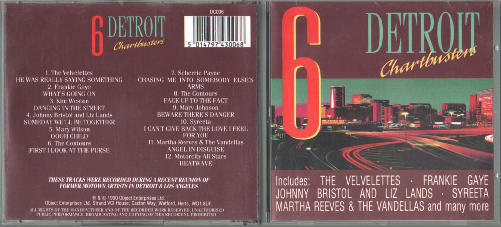 Velvelettes, Frankie Gaye, Kim Weston, Johnny Bristol, Mary Wilson.. Music