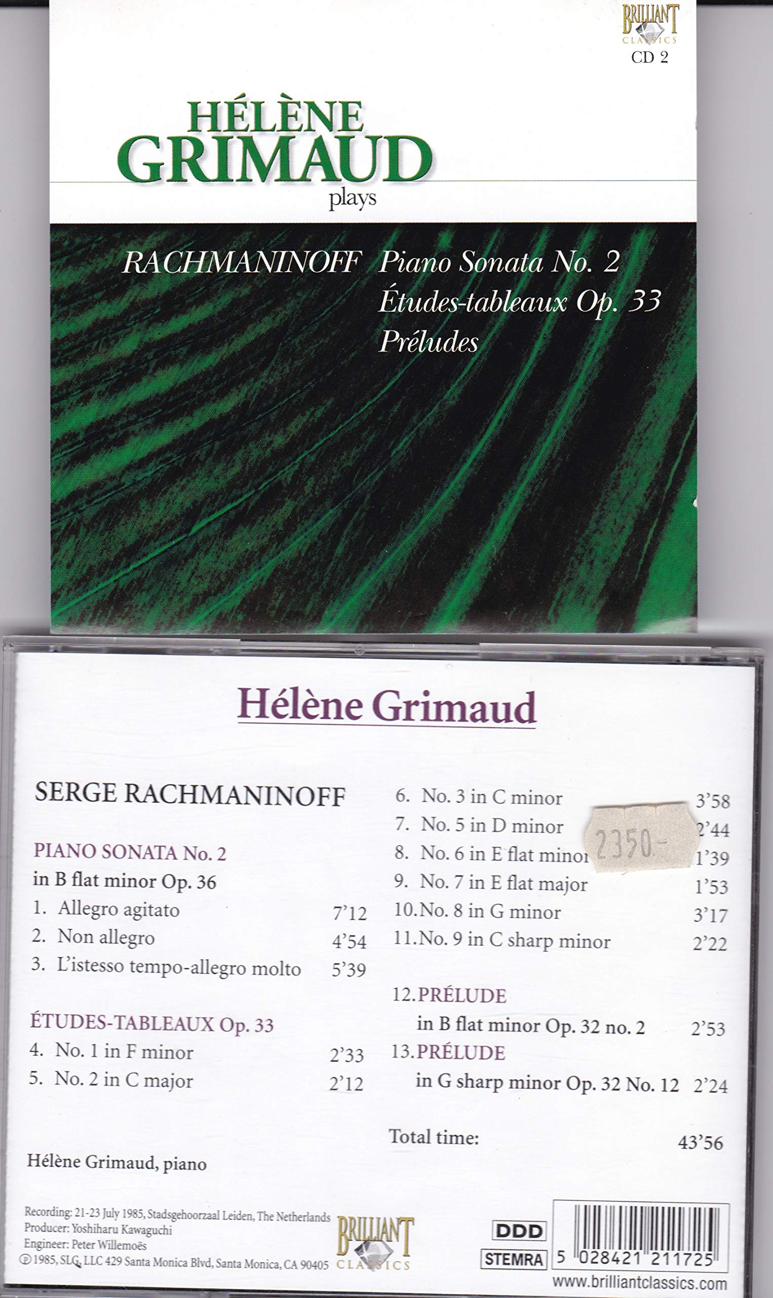 Rachmaninoff: Piano Sonata No.2 - Études-Tableaux Op.33 - Prélude Op.32 no.2 - Prélude Op.32 no.12 --HÈLÈNE GRIMAUD Music