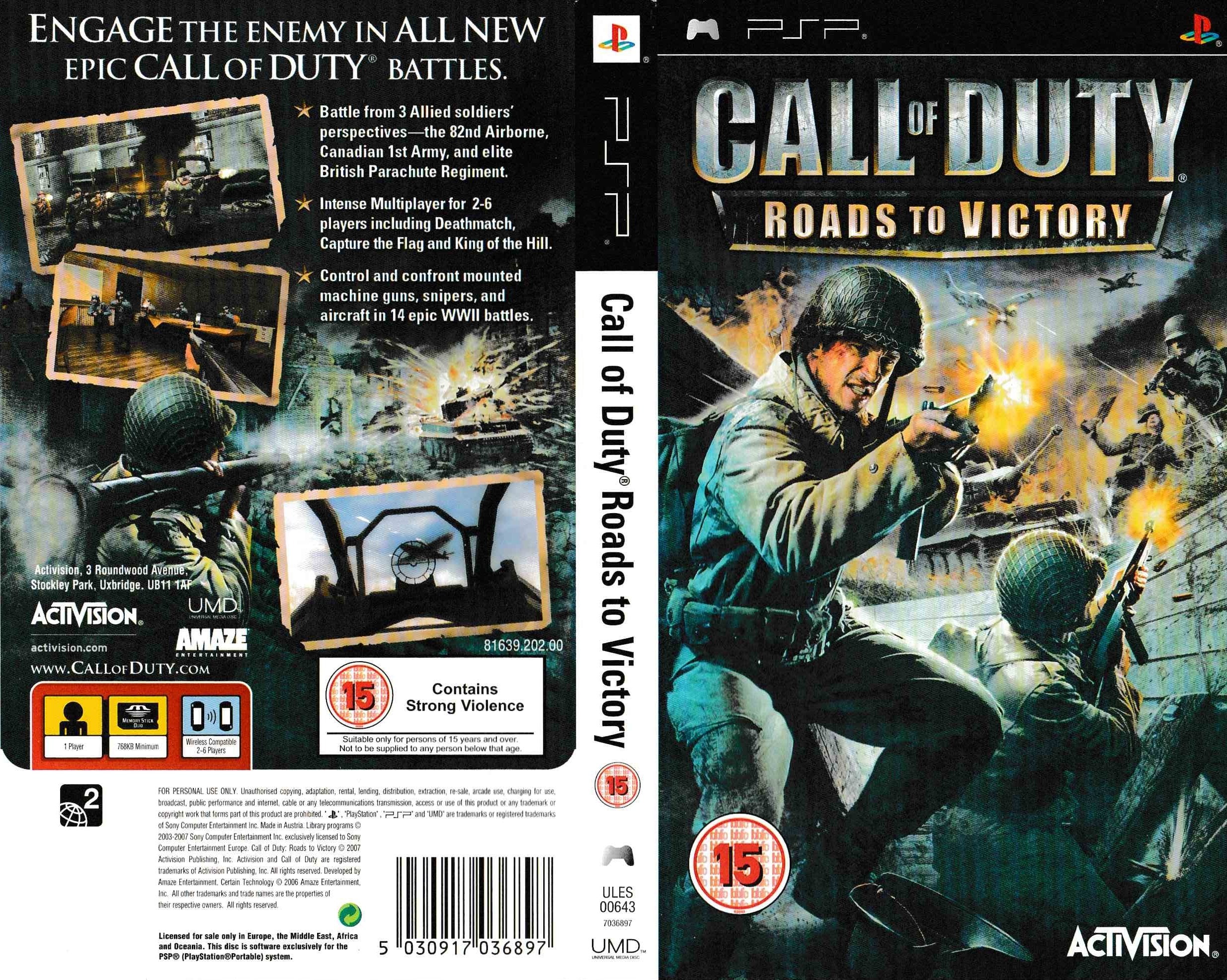 Call of Duty 3: Roads to Victory (PSP) game