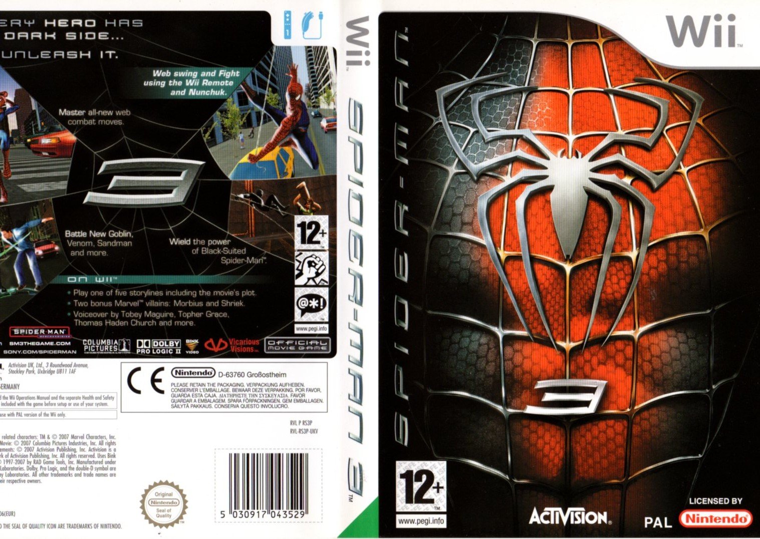 Spiderman the Movie 3 Wii Games
