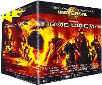 Coffret Home cinema 10 DVD: Hulk / 2 fast 2 furious / Van Helsing / Fast & Furious / Les Chroniques de Riddick / La Momie / Le Retour de la momie / Le Roi scorpion / Master and Commander / Gladiator Movies