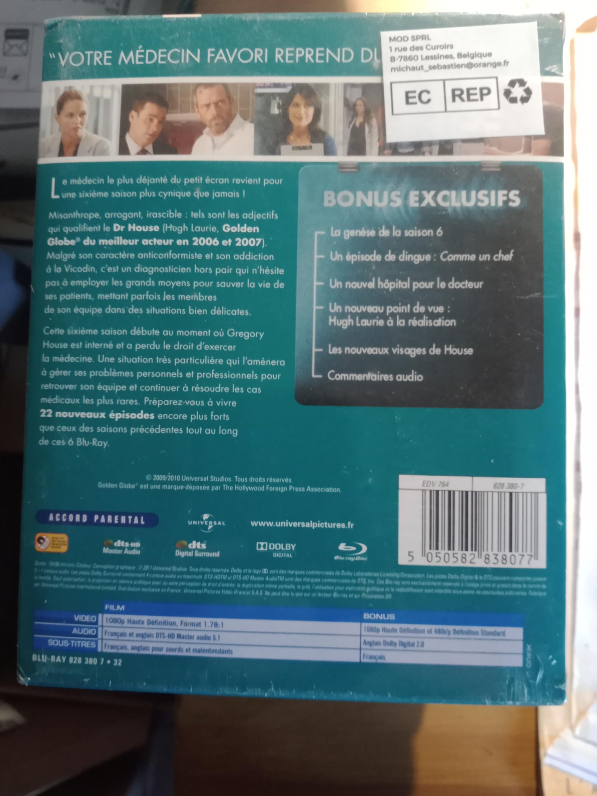 UNIVERSAL STUDIO CANAL VIDEO GIE Dr. House - Intégrale saison 6 (Blu-Ray] Box sets