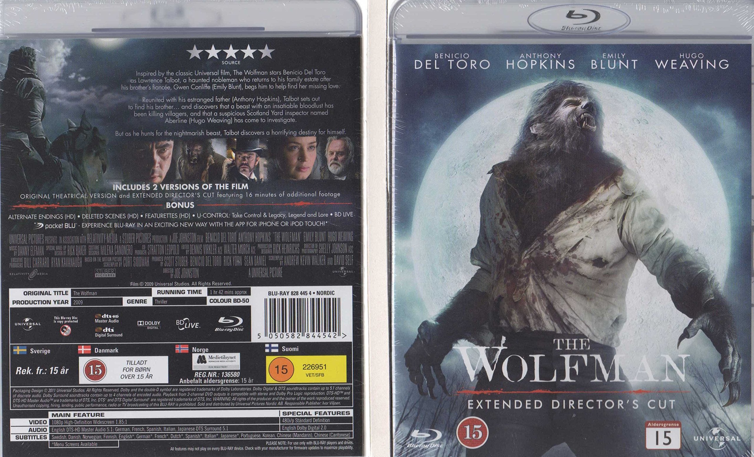 The Wolfman Extended Director's Cut - Nordic Import - Region B (2) Films