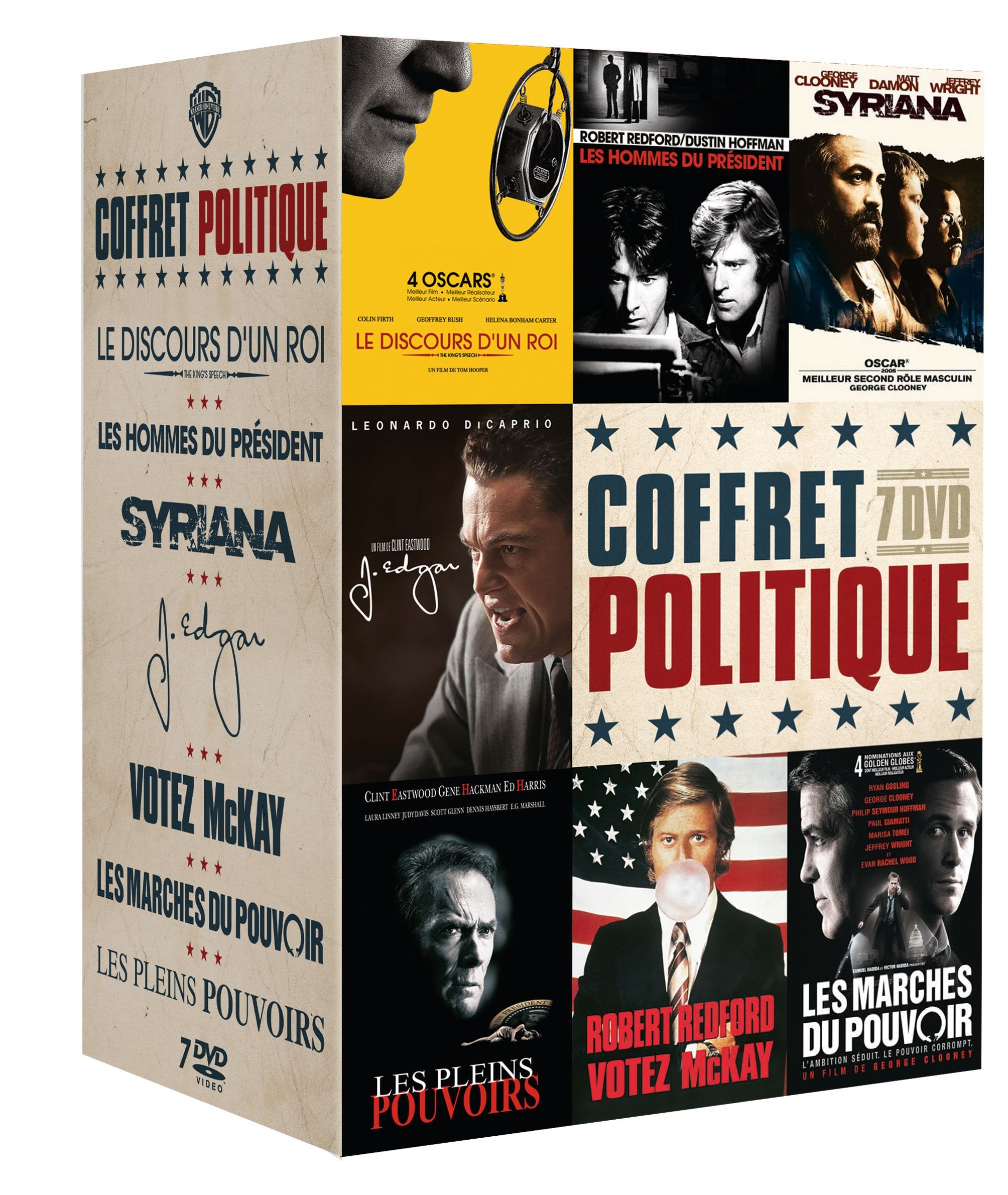 Coffret politique: Les marches du pouvoir / Syriana / Le discours d'un roi / Les hommes du président / Les pleins pouvoir / J. Edgar / Votez McKay Movies