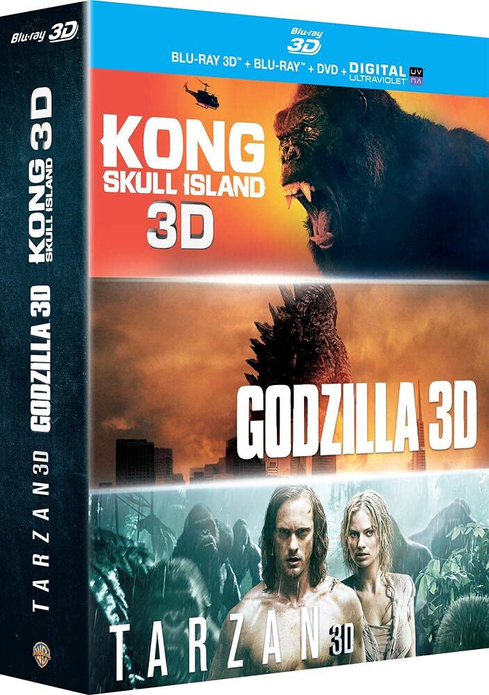 Kong : Skull Island + Godzilla + Tarzan - Coffret Blu-Ray 3d dvd