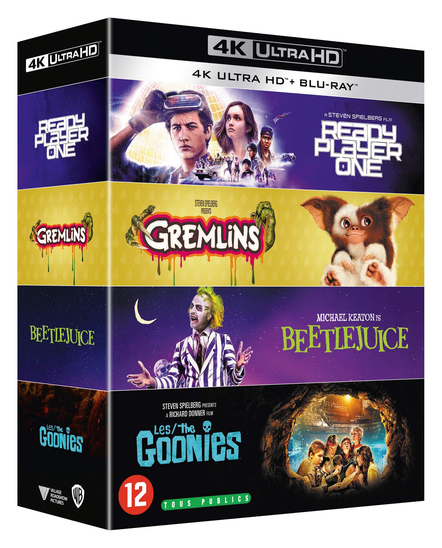 Coffret années 80 4 films : les goonies ; gremlins ; beetlejuice ; ready player one 4k Ultra-HD Films