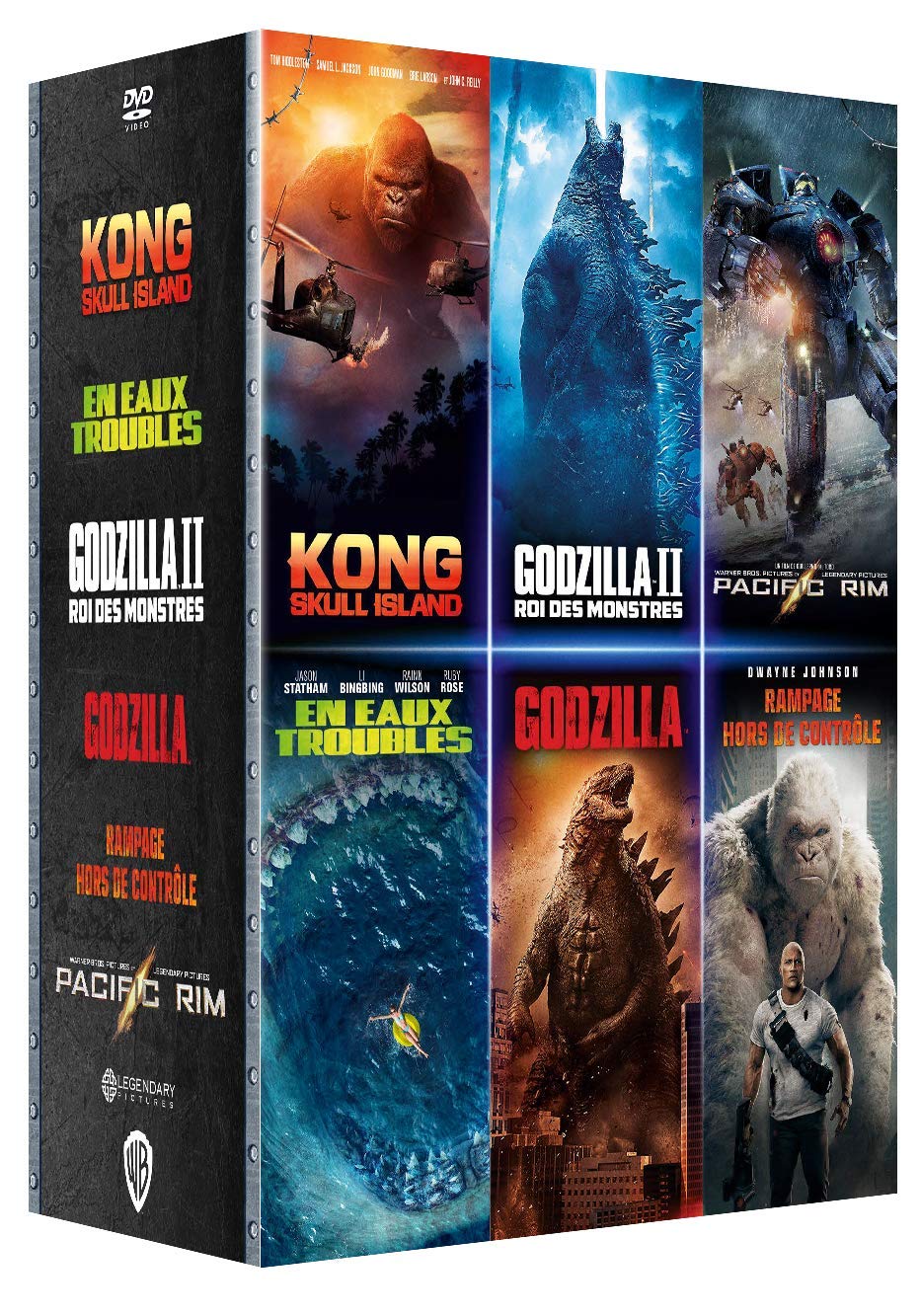 Godzilla + godzilla 2 : roi des monstres + kong + rampage + en eaux troubles + pacific rim Films