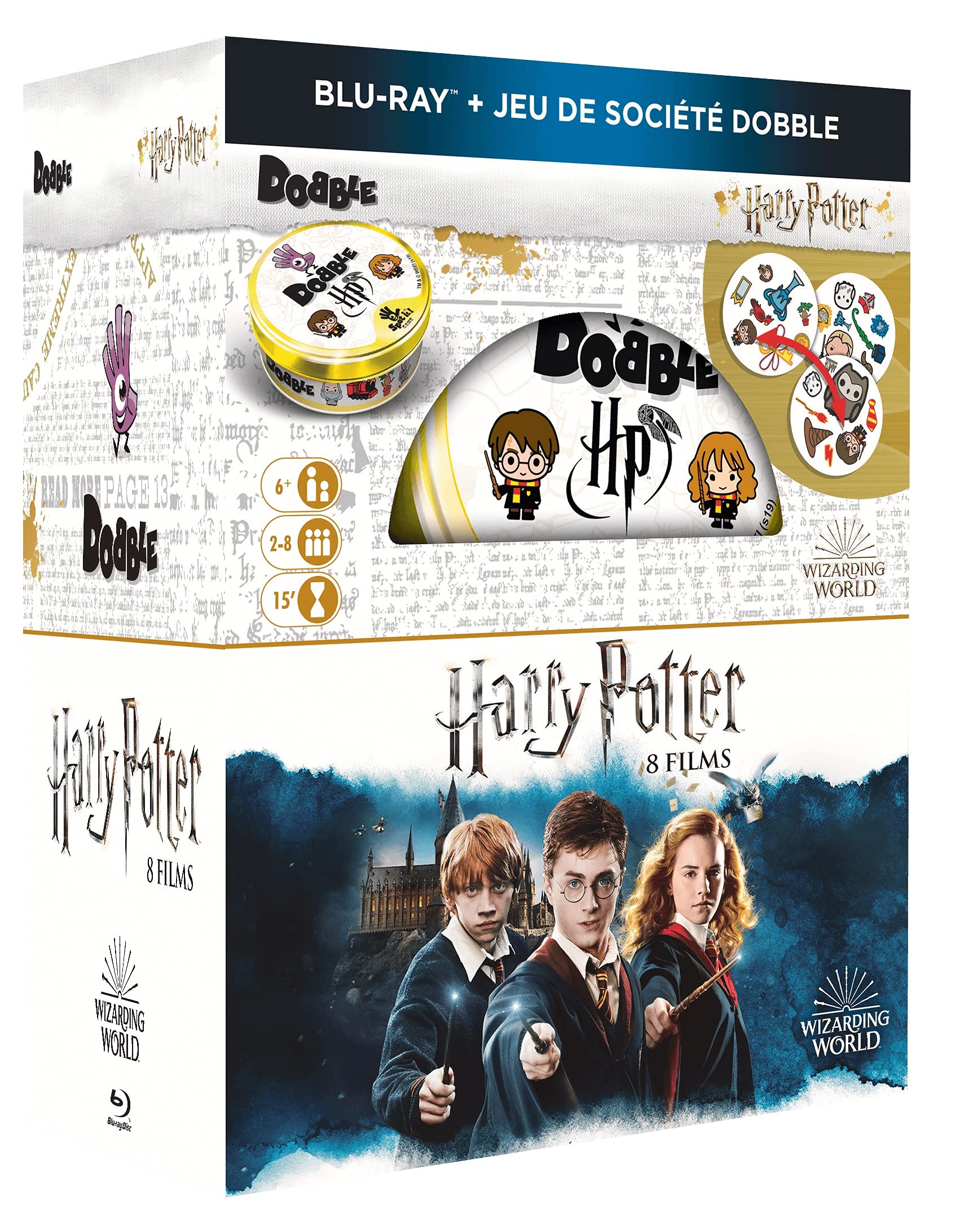 Harry Potter : L'Intégrale 8 films + Jeu de société DOBBLE Harry Potter (Boitier métal : 55 cartes) Movies
