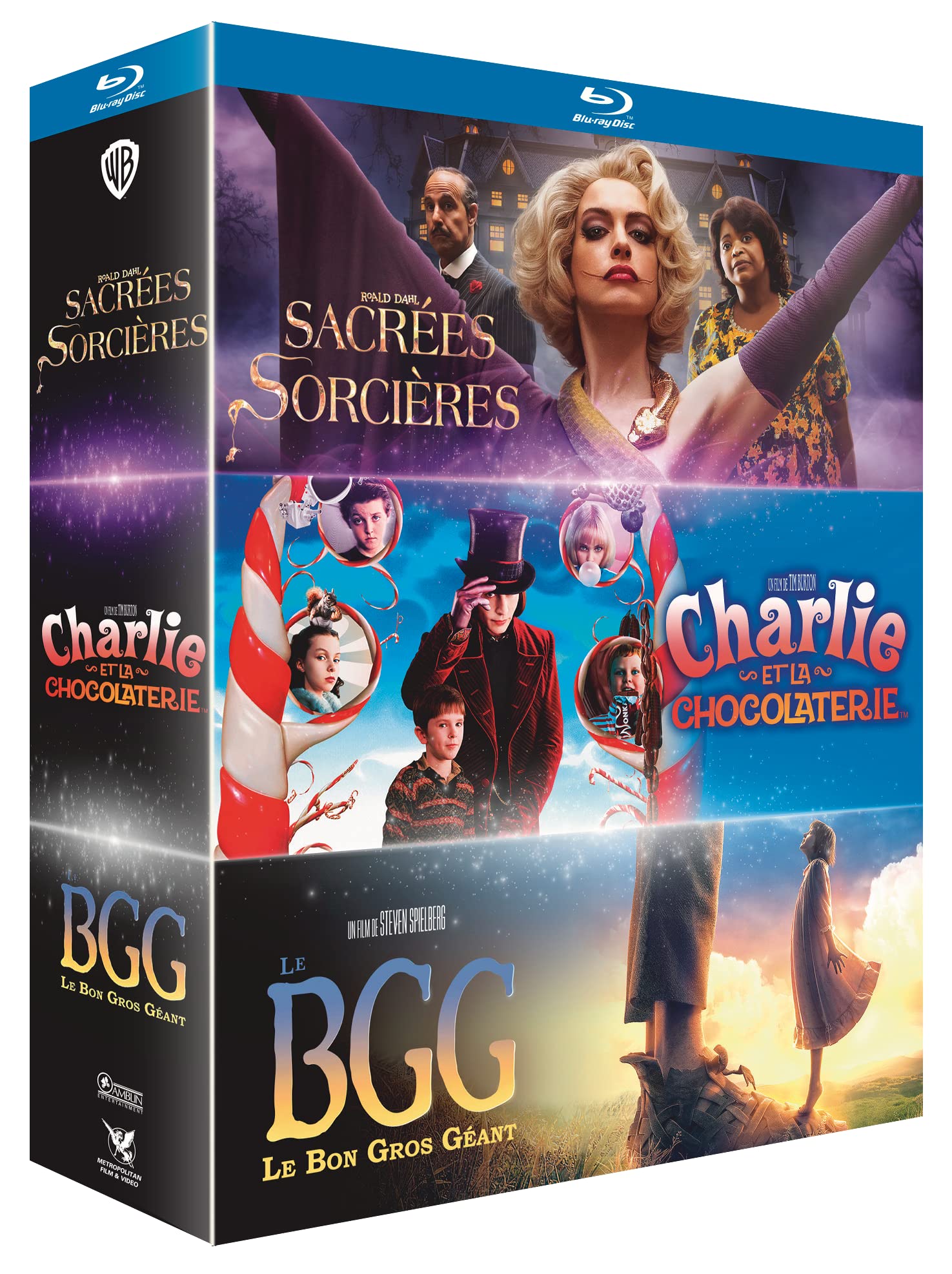 Sacrées sorcières + Charlie et la chocolaterie + Le Bon Gros Géant dvd