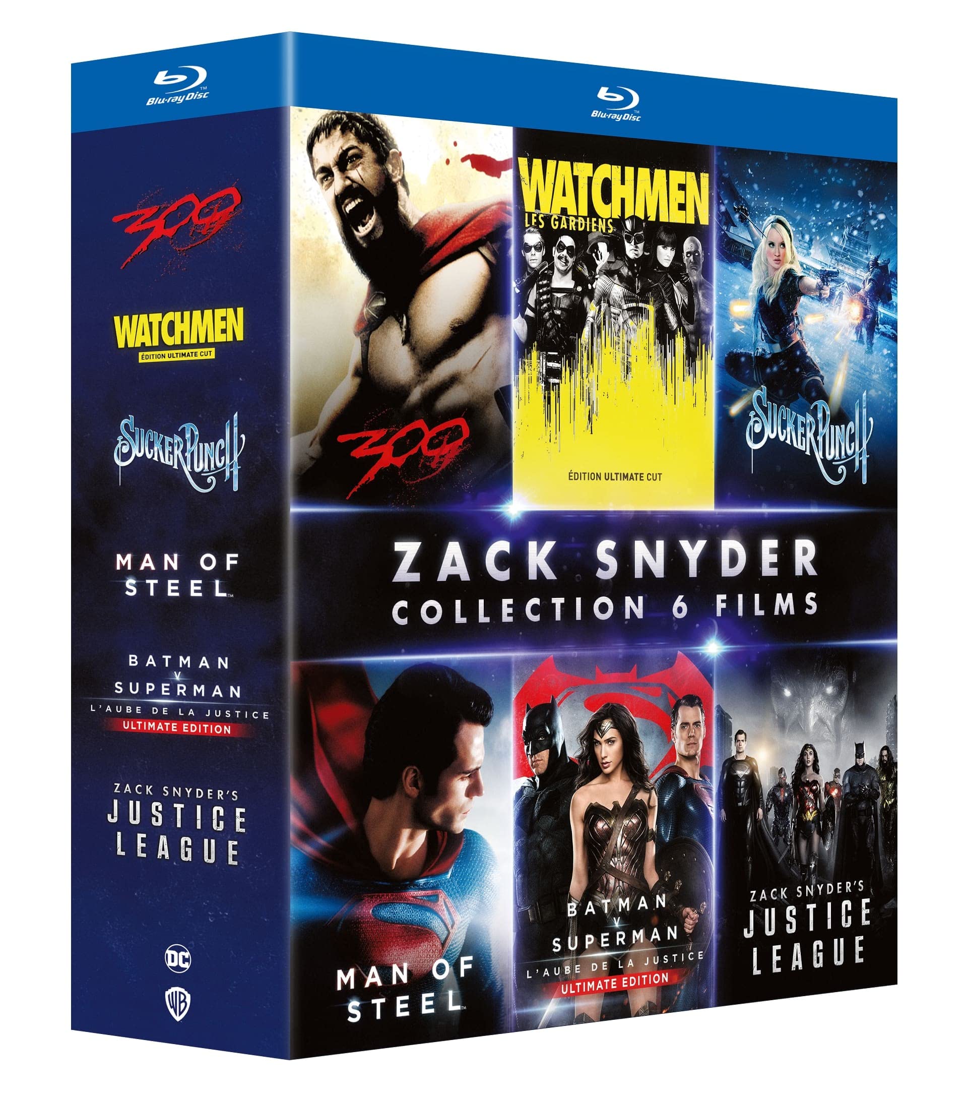 Coffret Snyder : 300 + Watchmen + Man of Steel + Batman v Superman : L'aube Zack Snyder's Justice League + Sucker Punch Movies