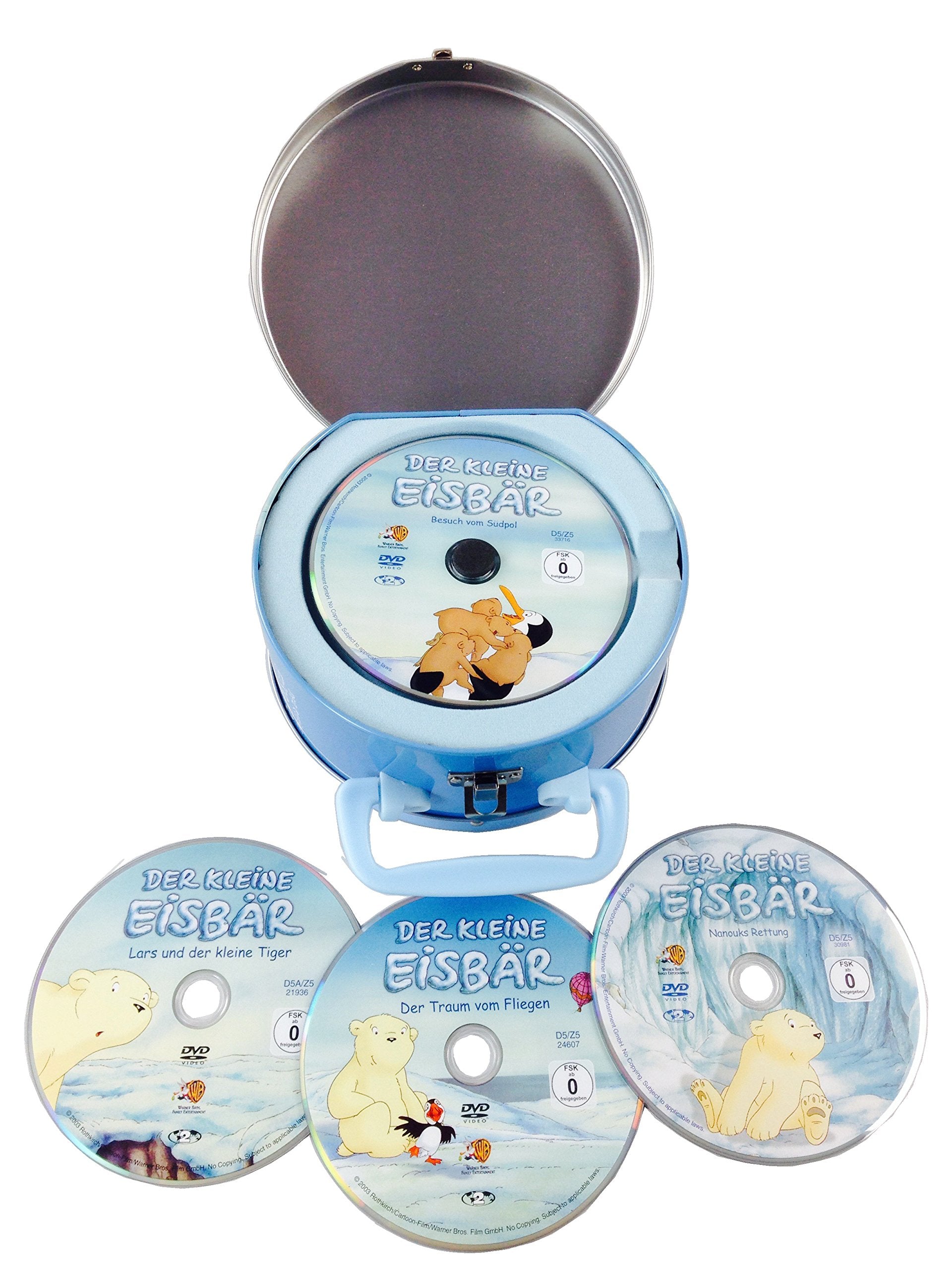 Der kleine Eisbär - 4 DVDs in Koffer aus Metall, tolles Geschenk : Nanouks Rettung - Lars und der kleine Tiger - Der Traum vom Fliegen - Besuch vom Südpol Movies