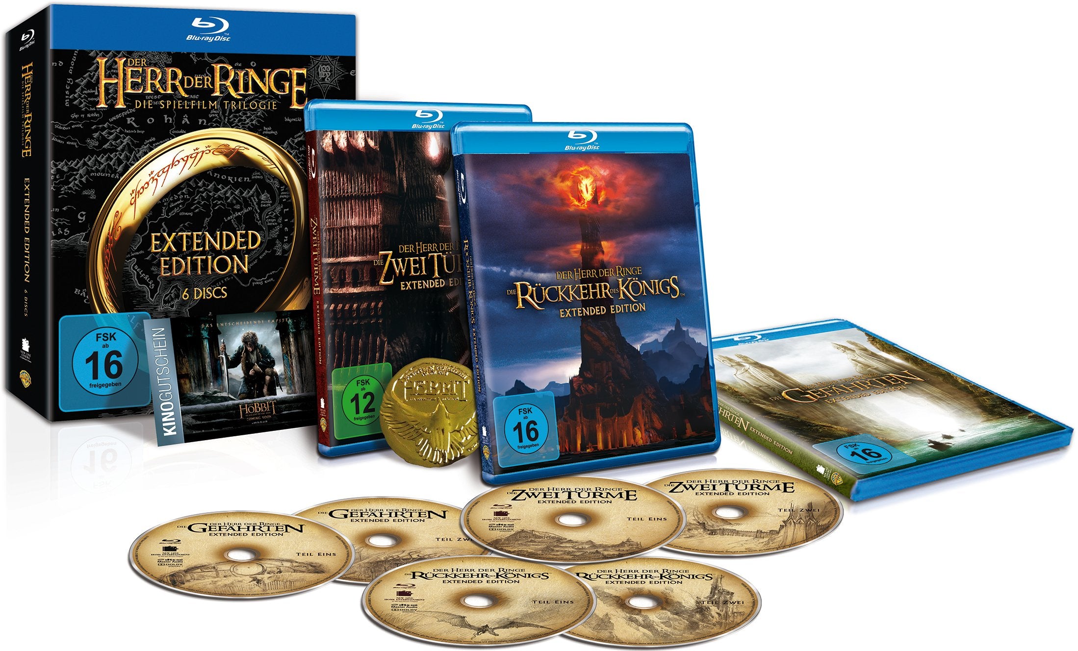 Der Herr der Ringe - Die Spielfilm Trilogie (Extended Edition) inkl. Kinogutschein für Hobbit 3 und Sammlermünze (exklusiv bei Amazon.de) Movies