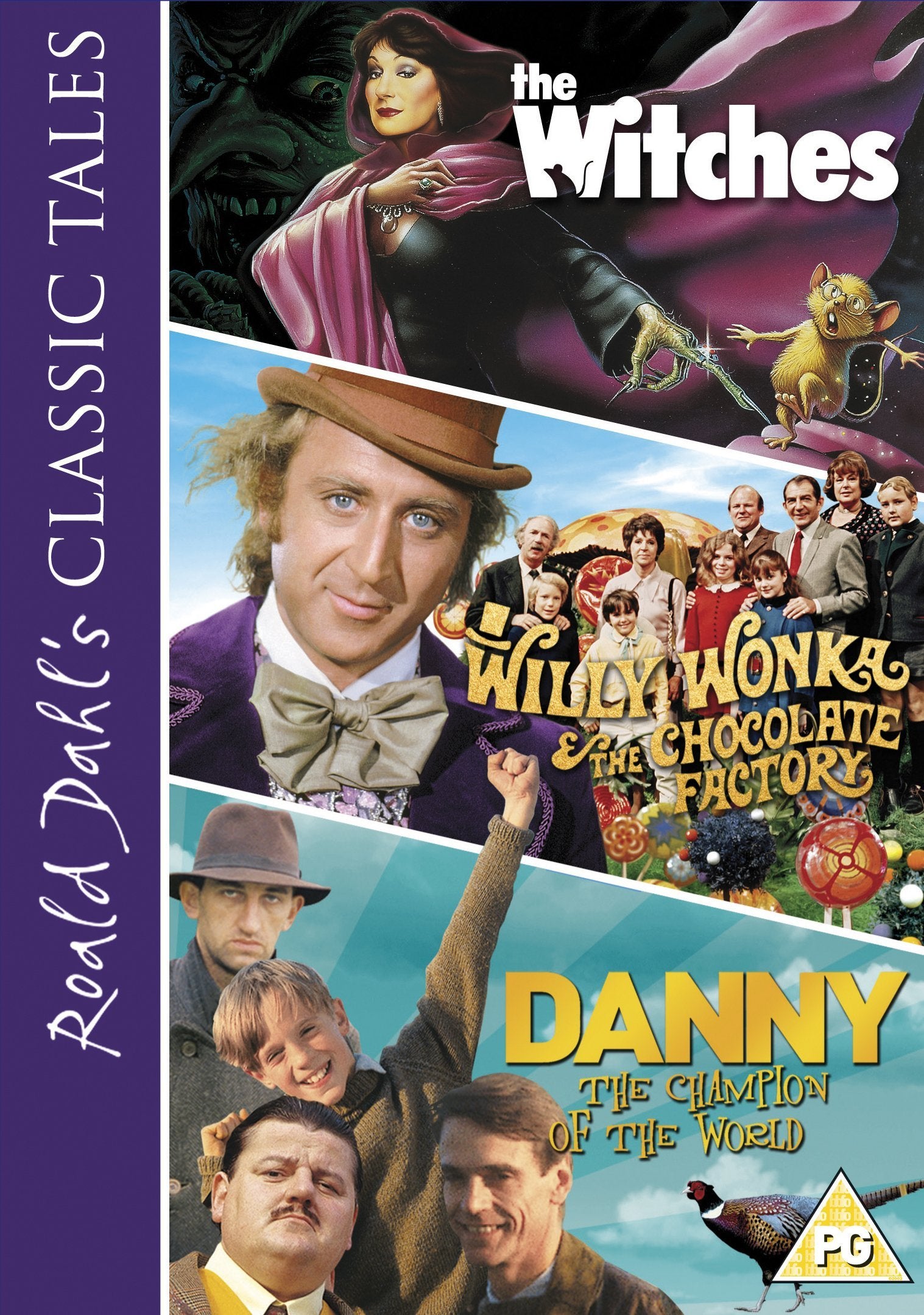 Roald Dahl Childrens Classic Tales - Danny The Champion of The World, The Witches and Willy Wonka and The Chocolate Factory Movies