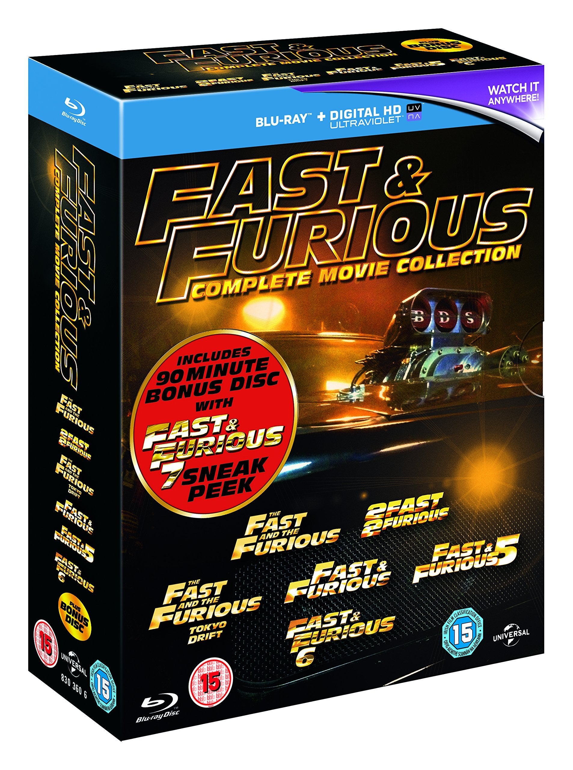 Fast & Furious 1-6 (includes sneak peek of Fast & Furious 7) Films