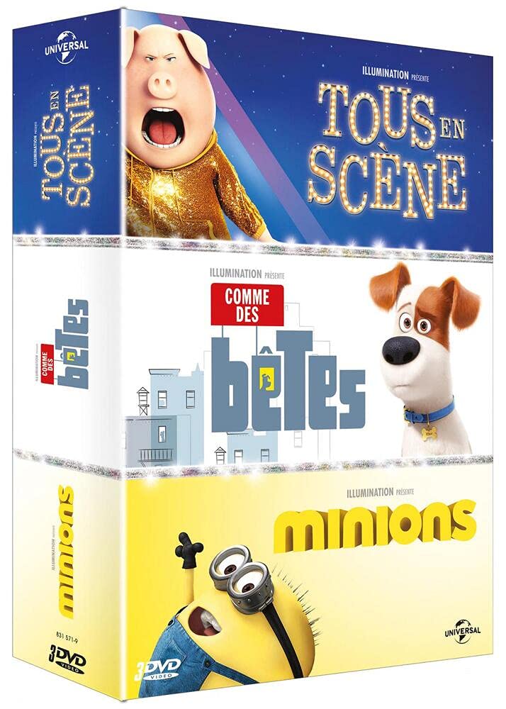 Tous en scène + comme des bêtes + Minions dvd