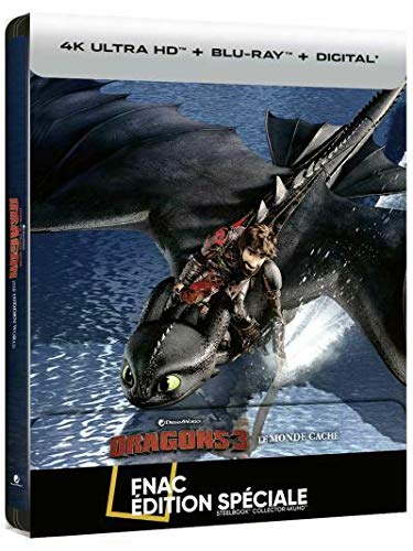 DRAGON 3 LE MONDE CACHE BLURAY 4K+BLURAY+DIGITAL STEELBOOK FNAC dvd