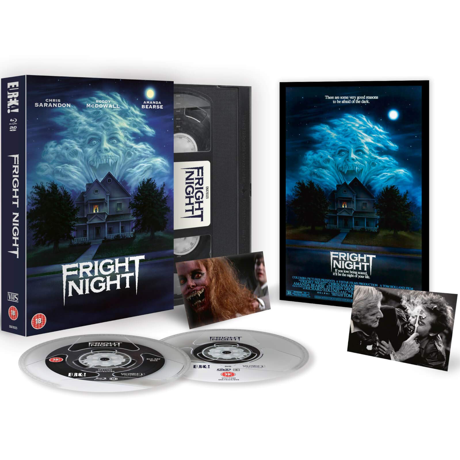Fright Night Blu Ray Limited Edition / VHS Packaging / Import / Includes Art Card+Poster+DVD+Blu Ray Films
