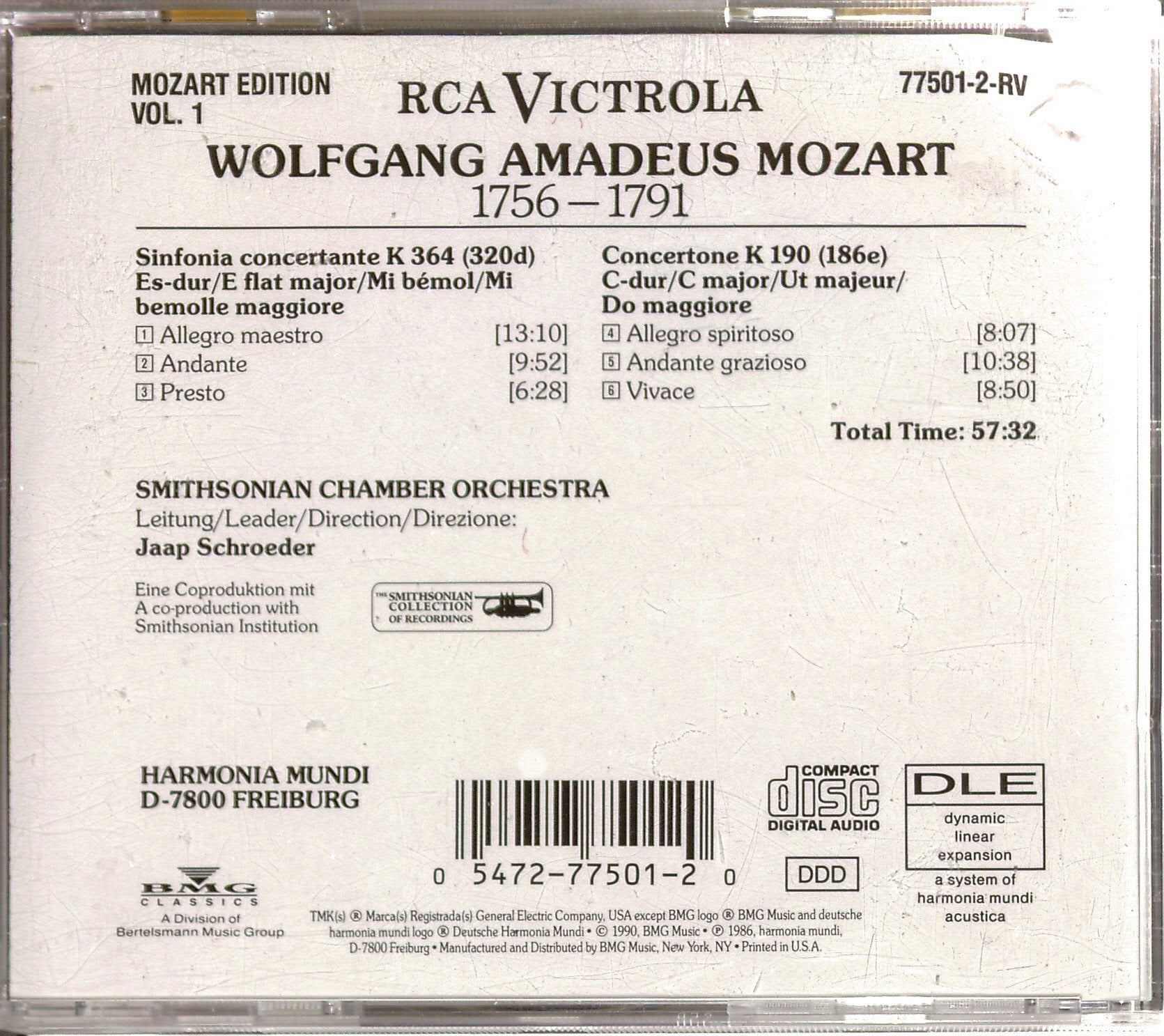 Cho-Liang Lin : Violin - Sinfonia Concertante K 364 / Concertone K 190 Classical