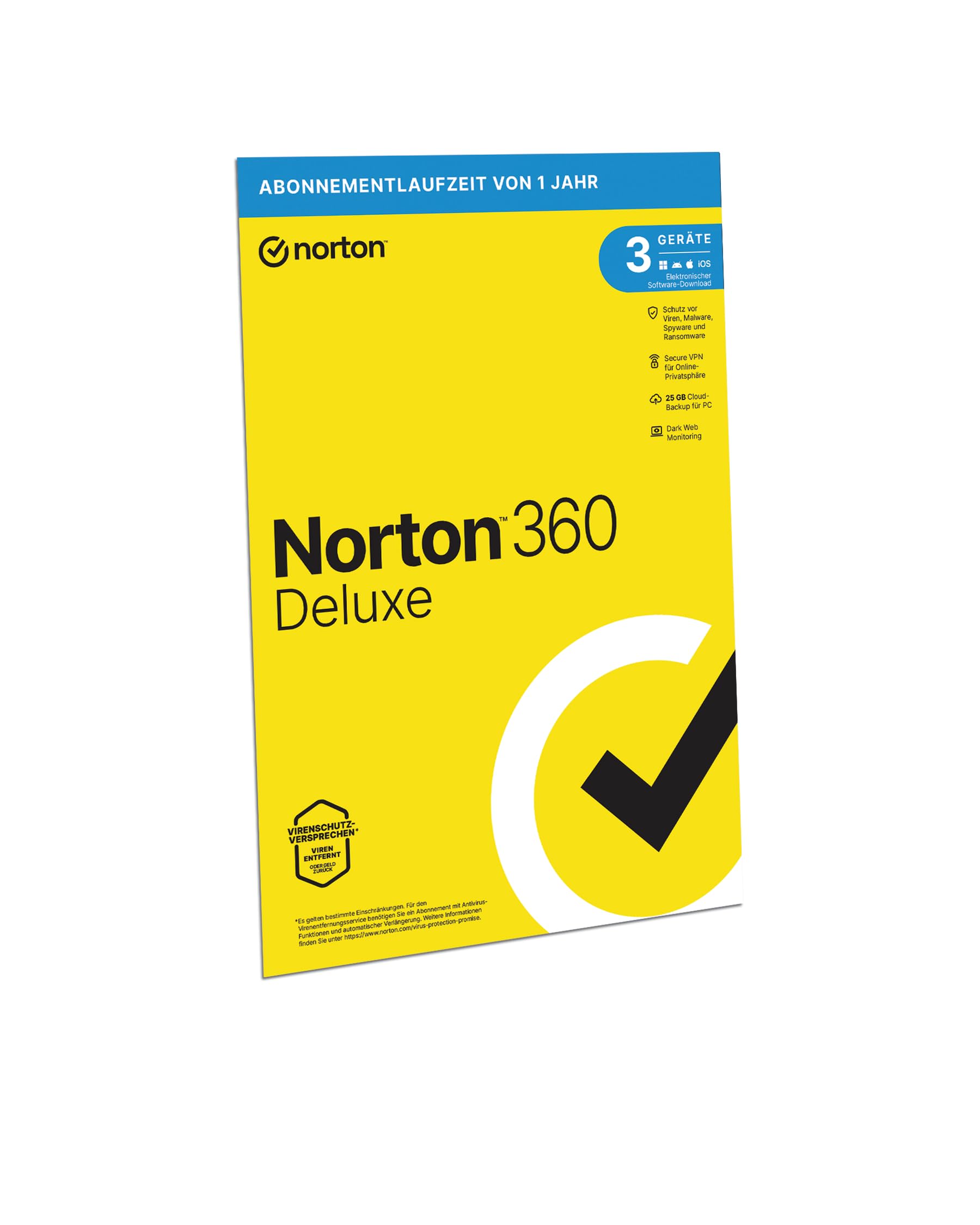 Norton 360 Deluxe 2025 | 3 Geräte | 1 Jahr | Aktivierungscode in Originalverpackung Other software