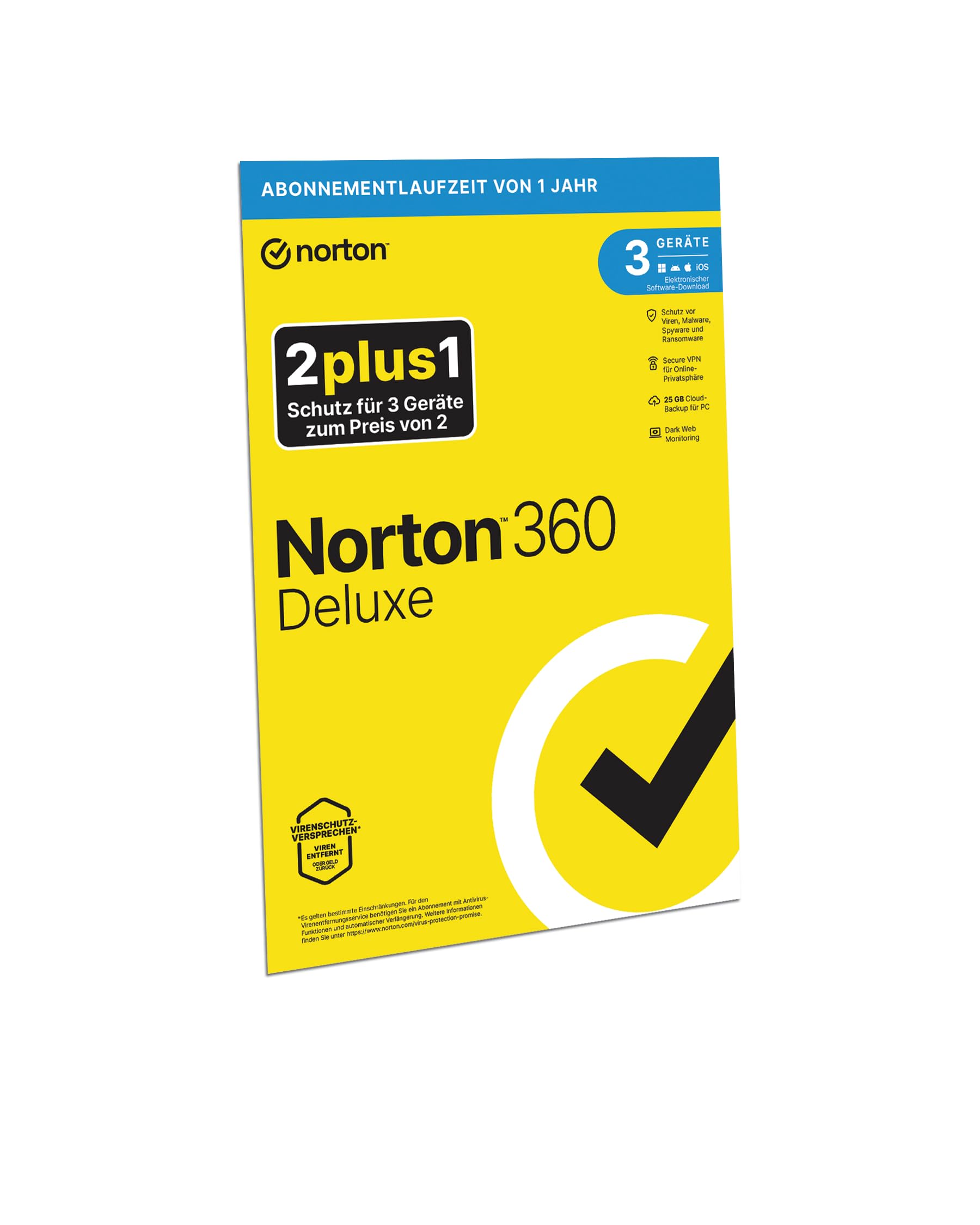 Norton 360 Deluxe 2025 2+1 | 3 Geräte | 1 Jahr | Aktivierungscode in Originalverpackung Other software