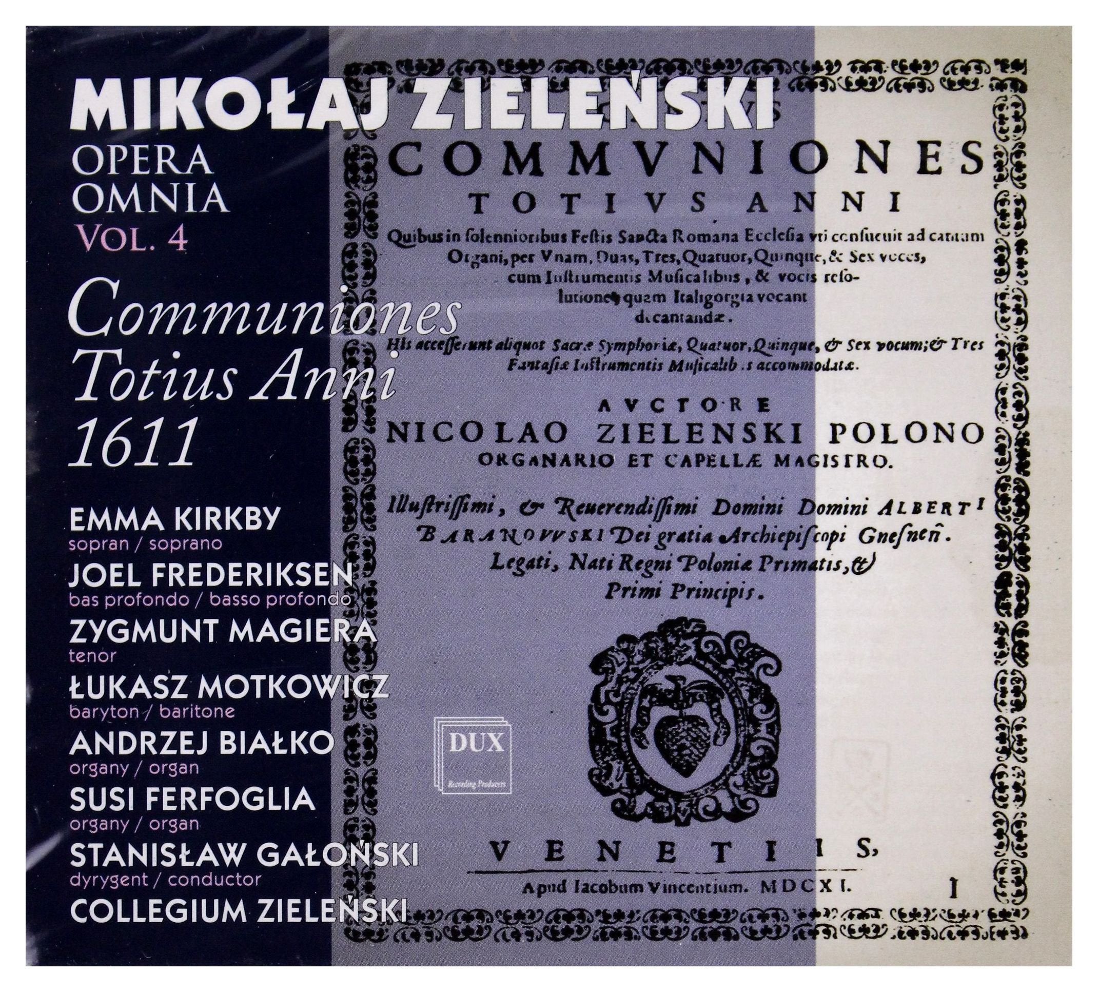 Zielenski : Offertoria et Communiones. Kirkby, Galonski. cd