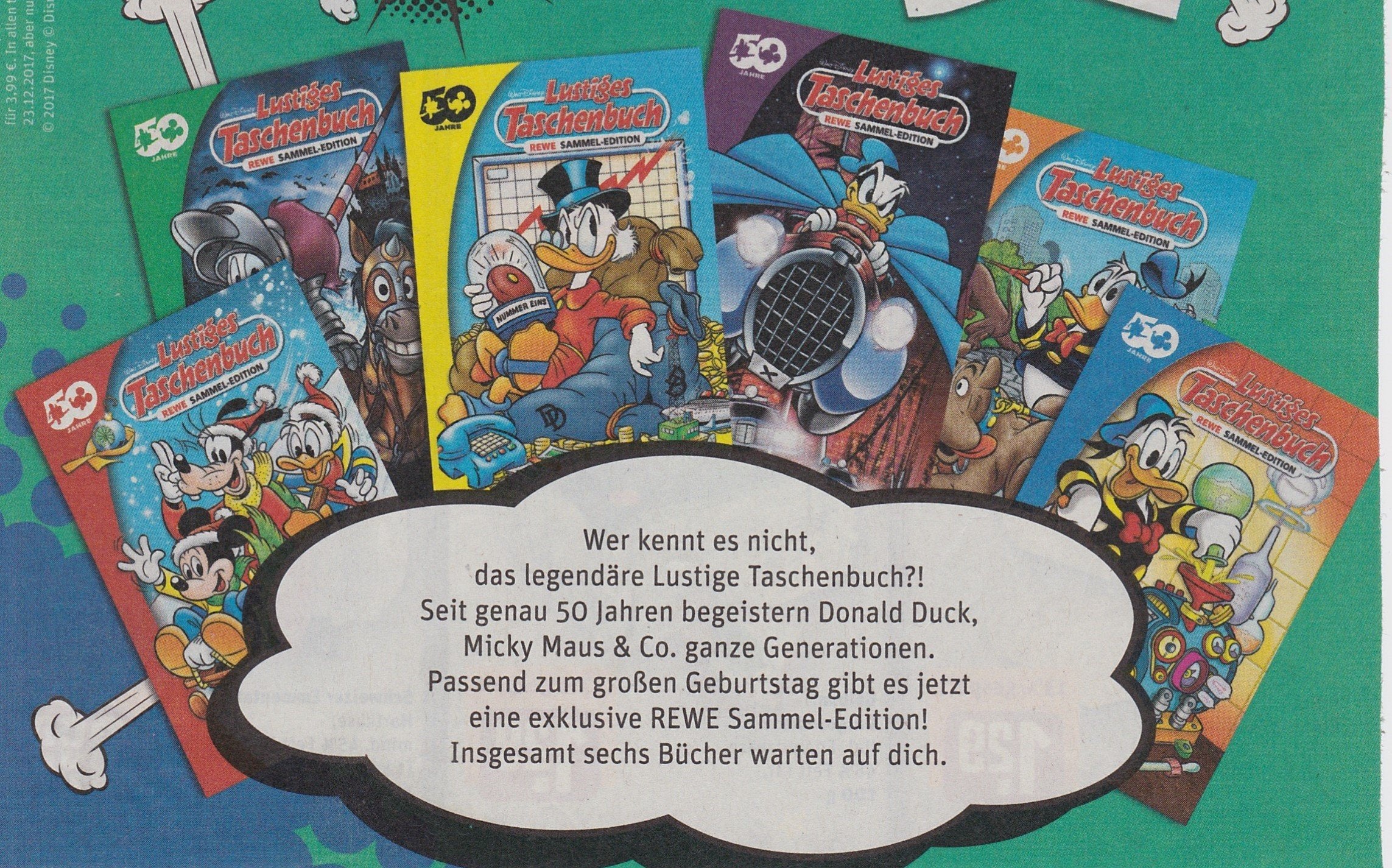 LTB Sonderedition REWE Sammel-Edition 50 Jahre Nr. 1 - 6 Set komplett mit Band 1 + 2 + 3 + 4 + 5 + 6 Lustiges Taschenbuch Books