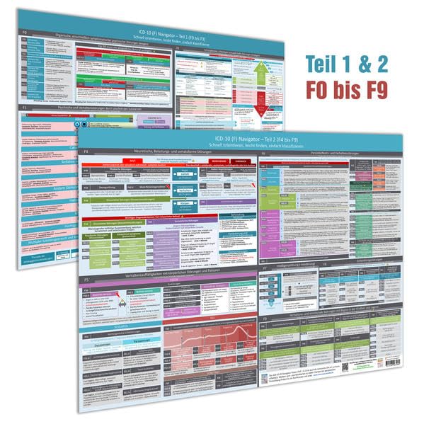 ICD-10 (F) Navigator Wandposter -Teil 1&2 (F0 bis F9) – Ideal zur Prüfungsvorbereitung für Heilpraktiker Psychotherapie (PSY) - Schnell ... (Neue, komplett überarbeitete Ausgabe (2019) book