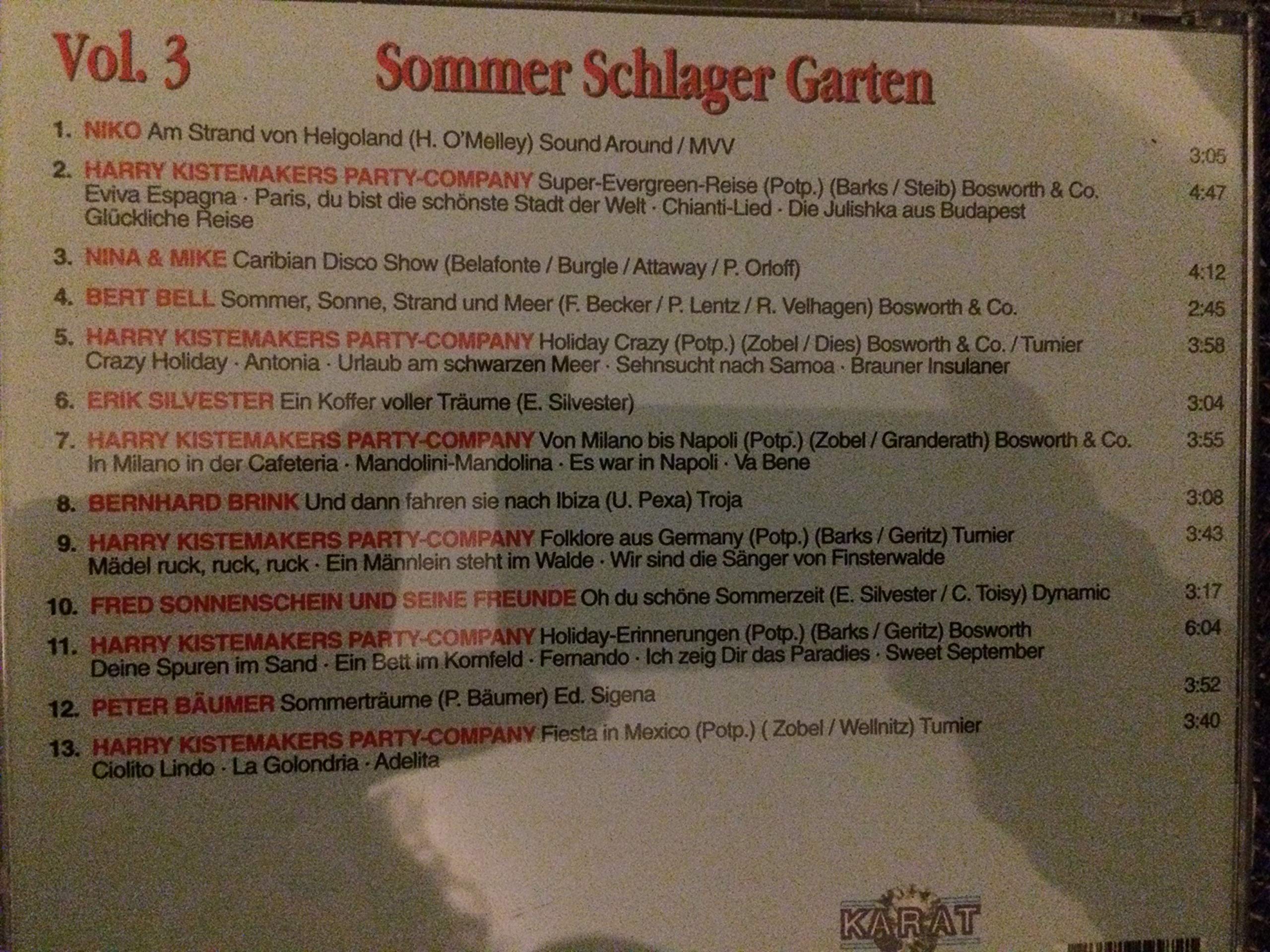 Schlager Sommer Garten, CD 3 Music