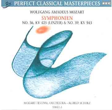 Perfect Classical masterpieces Mozart Symphonien Nr 36 LINZER & No 39 Music